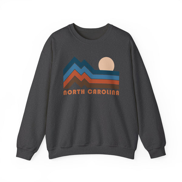 North Carolina Sweatshirt Retro Mountains, North Carolina Unisex Graphic Crewneck