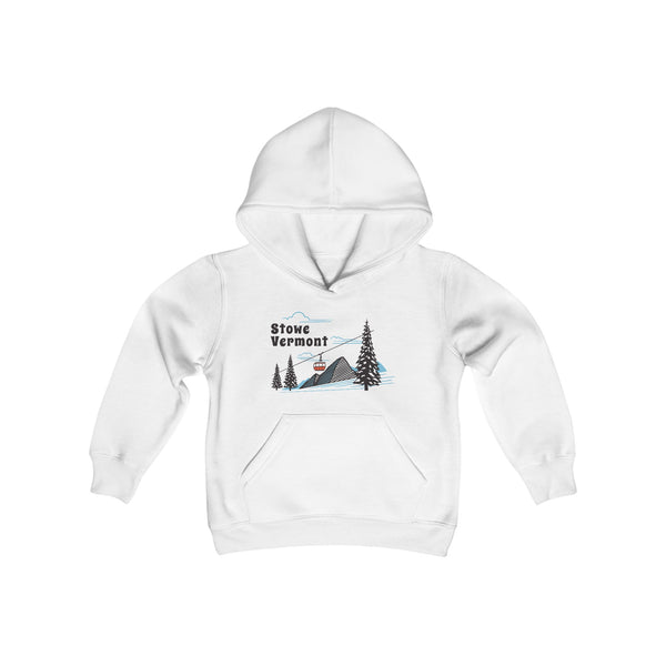 Retro Stowe, Vermont Youth Hoodie - Mountain Stowe, Vermont Kids Sweatshirt, Cute Stowe, Vermont Children's Pullover