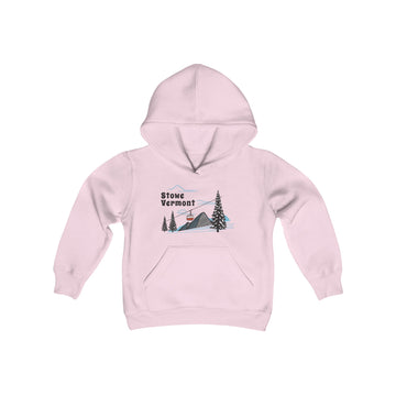 Retro Stowe, Vermont Youth Hoodie - Mountain Stowe, Vermont Kids Sweatshirt, Cute Stowe, Vermont Children's Pullover - 0