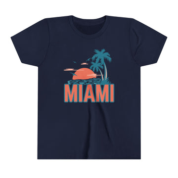 Buy navy Miami, Florida Youth Shirt - Retro Palm Tree Miami Kid's T-Shirt