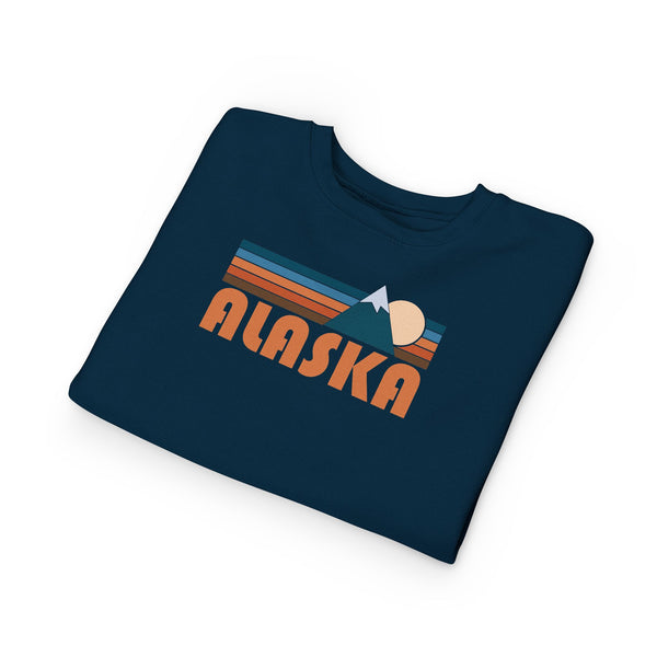 Alaska Toddler Sweatshirt - Retro Mountain Alaska Toddler Crewneck Sweatshirt