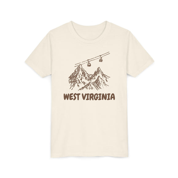 West Virginia Youth T-Shirt — Vintage Gondola Ski Mountain Tee