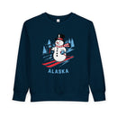 Alaska Toddler Sweatshirt - Skiing Snowman Alaska Toddler Crewneck Sweatshirt-3