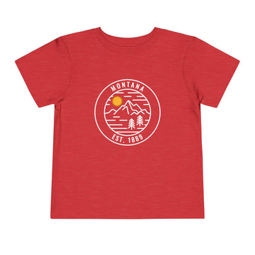Buy heather-red Montana Toddler T-Shirt - Retro Mountain Unisex Toddler Montana Shirt