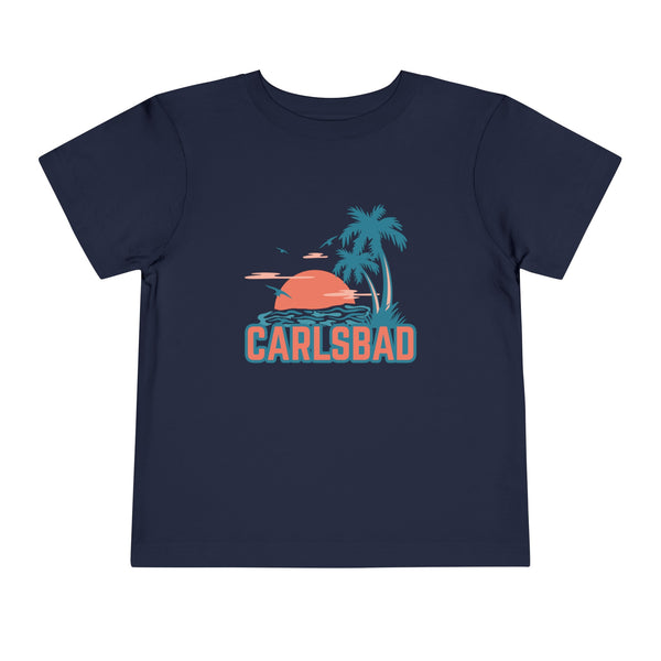 Carlsbad, California Toddler T-Shirt - Retro Palm Tree Toddler Carlsbad Shirt