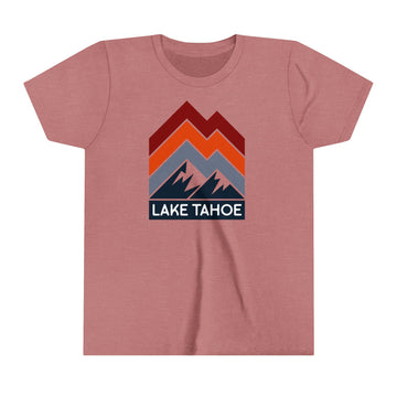 Lake Tahoe, California Youth Shirt - Retro Mountain Lake Tahoe Kid's T-Shirt - Chevron Peaks