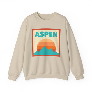 Buy sand Retro Aspen, Colorado Sweatshirt, Mountain Sun Design, Unisex Crewneck, Gift for Outdoorsy Friends, Vintage Aspen, Colorado Jumper