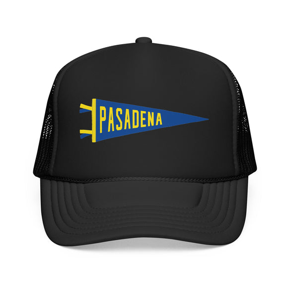 Pasadena, California Pennant Trucker Hat — Retro Flag Foam Cap