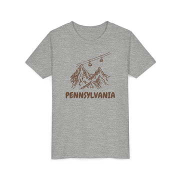 Buy athletic-heather Pennsylvania Youth T-Shirt — Vintage Gondola Ski Mountain Tee