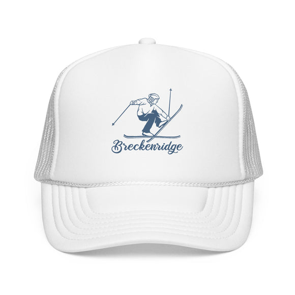 Breckenridge, Colorado Snow Ski Trucker Hat — Retro Skier Foam Breckenridge Cap