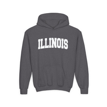Buy dark-heather Illinois Youth Hoodie - Kids Illinois Hooded Sweatshirt