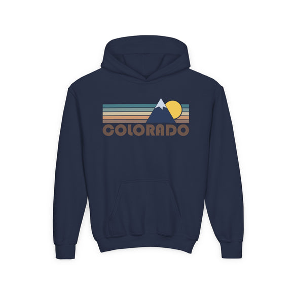 Colorado Youth Hoodie - Retro Mountain Colorado Youth Sweatshirt