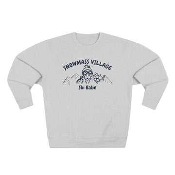 Buy heather-grey Premium Snowmass Village, Colorado Ski Babe Sweatshirt