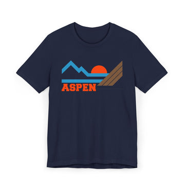 Buy navy Aspen, Colorado Retro Mountains Sunset T-Shirt | Vintage Aspen Tee