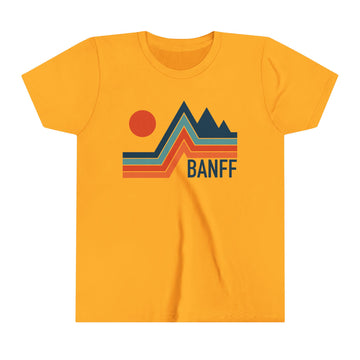 Buy gold Banff, Canada Youth Shirt - Retro Mountain Banff Kid's T-Shirt