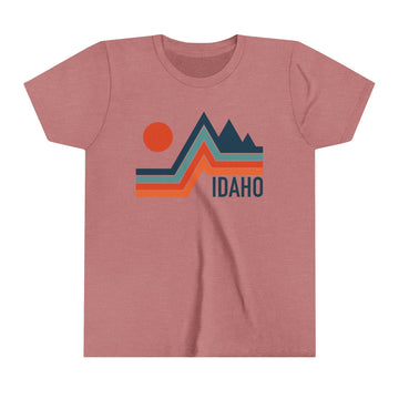Buy heather-mauve Idaho Youth Shirt - Retro Mountain Idaho Kid's T-Shirt