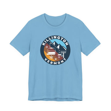 Buy ocean-blue Killington, Vermont T Shirt - Retro Ski Lift Tee