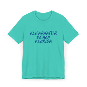 Buy teal Clearwater Beach T-Shirt | 100% Cotton Retro Florida Tee