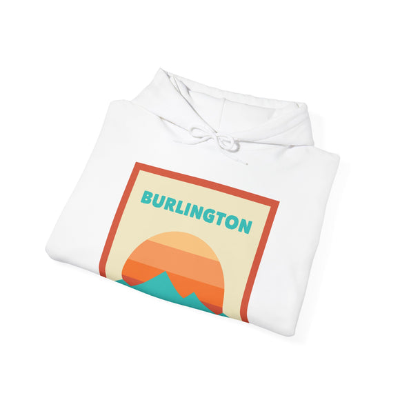 Burlington, Vermont Mountain Sun Hoodie - Unisex Hooded Sweatshirt, Travel Sweatshirt, Sunset