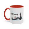 California Retro Snow Skiing Mountain 11 oz Mug, Ski Lodge Decor Coffee Cup, Mountain Gondola Lover Gift, Retro Skiing Mug