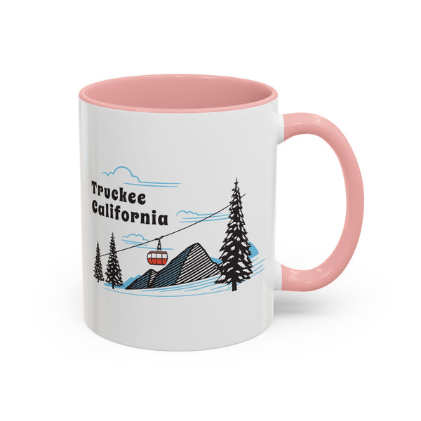 Truckee, California Retro Snow Skiing Mountain 11 oz Mug, Ski Lodge Decor Coffee Cup, Mountain Gondola  Lover Gift, Retro Skiing Mug