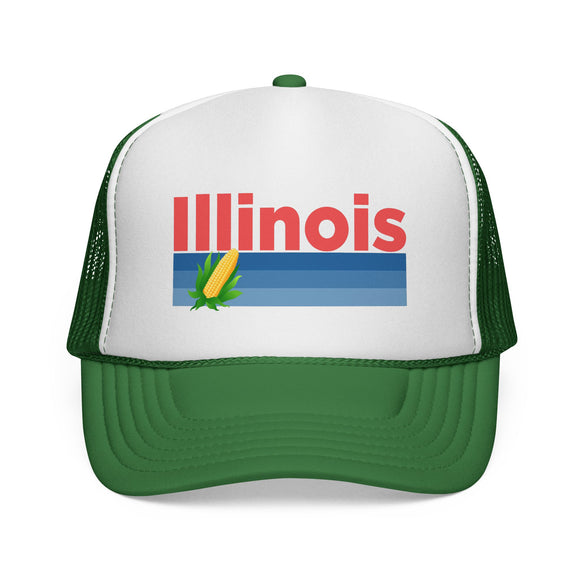 Illinois Retro Corn and Farm Trucker Hat