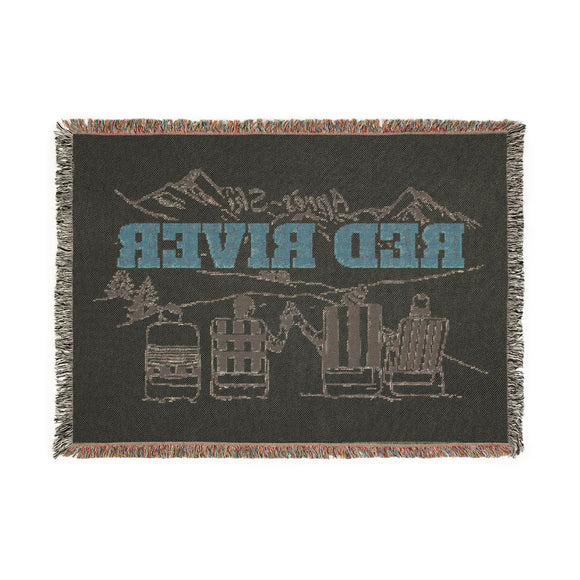 Red River, New Mexico Ski Town Throw Blanket | Mountain Woven Blanket