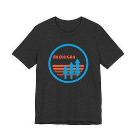 Buy dark-grey-heather Michigan T Shirt - Retro Trees Michigan Tee