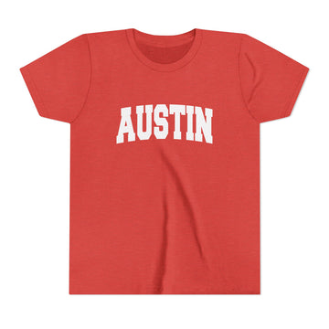 Buy heather-red Austin, Texas Youth Graphic Tee - Kids Austin T Shirt