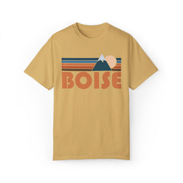 Buy mustard Boise, Idaho Graphic Tee, Comfort Colors Retro Unisex Boise T shirt, Mountain Adventure Shirt