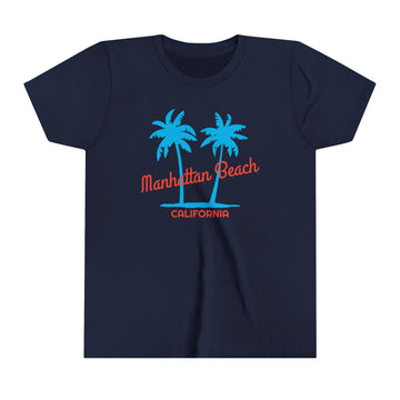 Manhattan Beach, California Youth Shirt - Retro Palm Tree Manhattan Beach Kid's T-Shirt