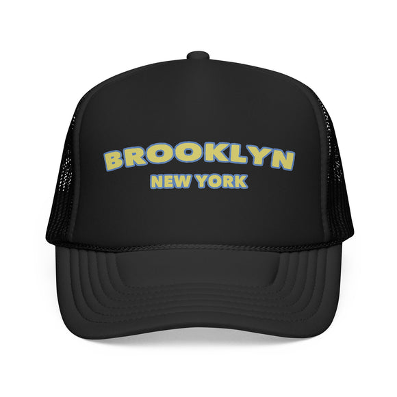 Brooklyn, New York Foam Trucker Hat – Retro Varsity City Cap