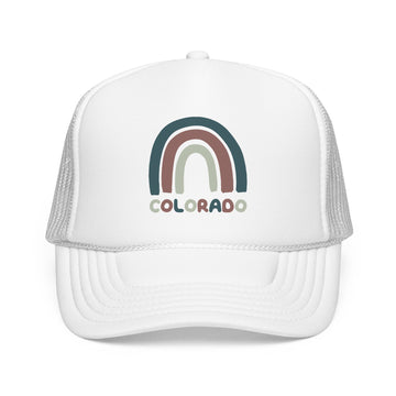 Buy white Colorado Trucker Hat - Rainbow Colorado Cap