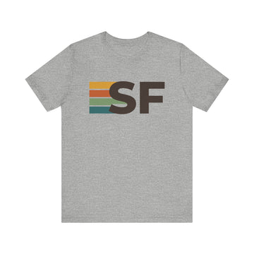 Buy athletic-heather San Francisco, California tee - SF t shirt retro stripes
