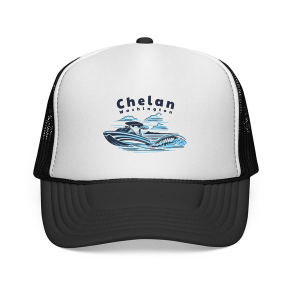 Chelan, Washington Wakeboard Boat Trucker Hat