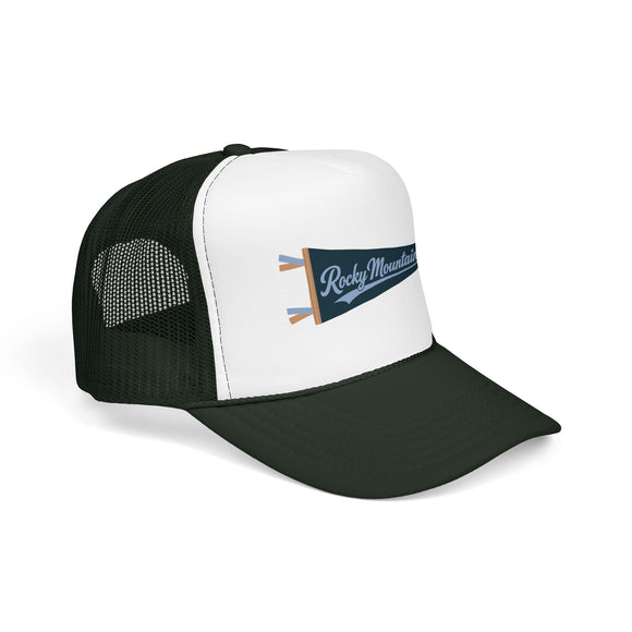 Rocky Mountain National Park Pennant Trucker Hat — Vintage Foam Mesh Cap