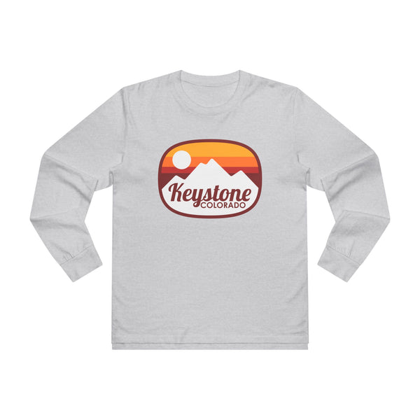 Keystone, Colorado Mens Base Long-sleeve Tee - Retro Ombre Heavy Weight Long Sleeve T-shirt