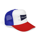 New York Pennant Trucker Hat — Pink Foam Mesh Cap-7