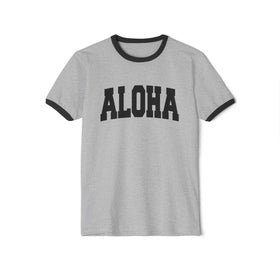 Aloha Cotton Ringer T-Shirt, Hawaii Graphic Tee, Hawaii Shirt, Unisex Tee, Tropical Vibes Shirt