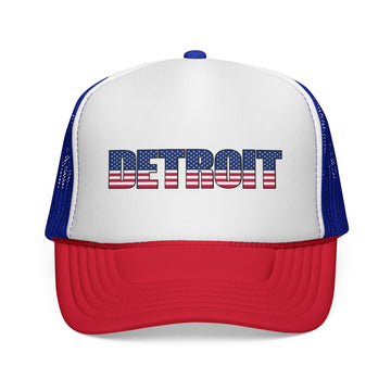 Detroit Michigan Stars and Stripes Trucker Cap | Flag Patch Mesh Hat