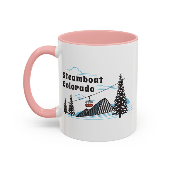 Steamboat, Colorado Retro Snow Skiing Mountain 11 oz Mug, Ski Lodge Decor Coffee Cup, Mountain Gondola  Lover Gift, Retro Skiing Mug