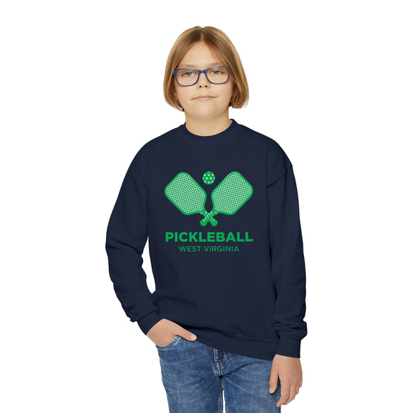 West Virginia Youth Sweatshirt - Pickleball Unisex Kid's West Virginia Crewneck Sweatshirt