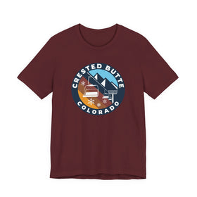 Buy maroon Crested Butte, Colorado T Shirt - Retro Ski Lift Tee