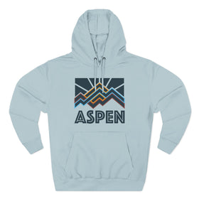 Buy blue-mist Aspen, Colorado Hoodie - Retro Mountain Unisex Sweatshirt