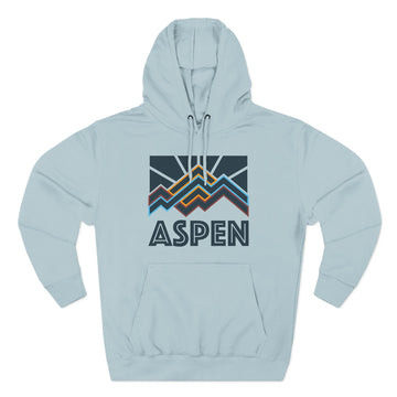 Buy blue-mist Aspen, Colorado Hoodie - Retro Mountain Unisex Sweatshirt