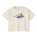 San Clemente, California Surfer Girl Tee | 100% Cotton Women's Boxy Tee-1