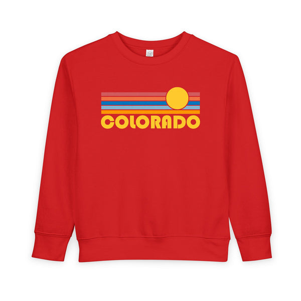 Colorado Toddler Sweatshirt - Retro Sun Colorado Toddler Crewneck Sweatshirt