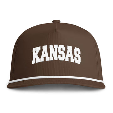 Kansas Embroidered Rope Hat - Vintage Sunwashed Rope Cap, Comfort Colors - 0