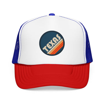 Buy red-white-royal Texas Retro Trucker Hat — Vintage Striped Foam Cap