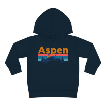Buy navy Aspen Toddler Hoodie - Retro Mountain Sun Unisex Aspen Toddler Sweatshirt